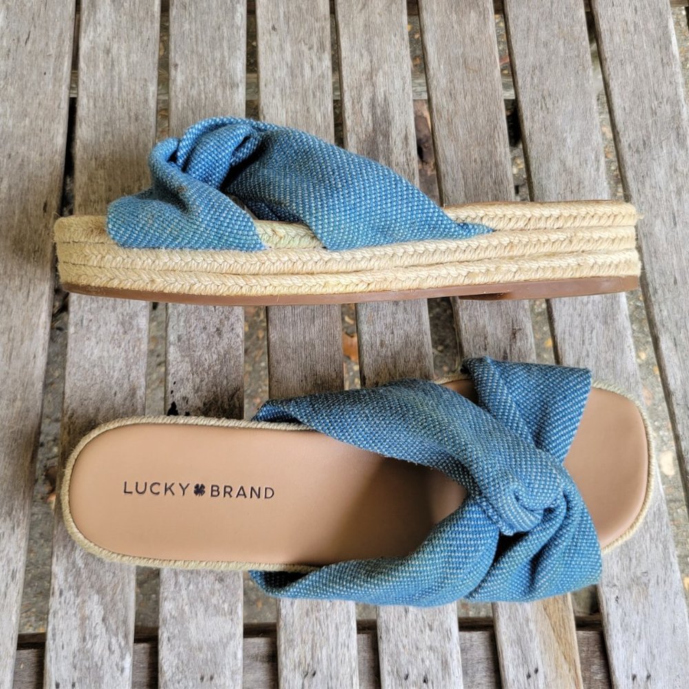 LUCKY BRAND Blue Twisted Fabric Slides Espadrilles Sandals 8.5 39